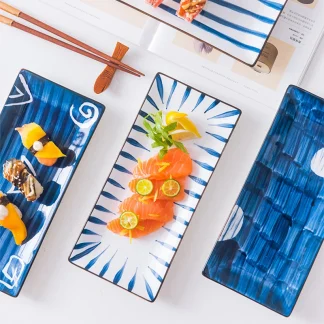 Rectangular Blue Dish Set